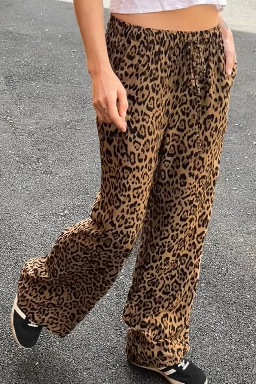 Subdued Pantaloni | Pantaloni wide-leg con coulisse Animalier