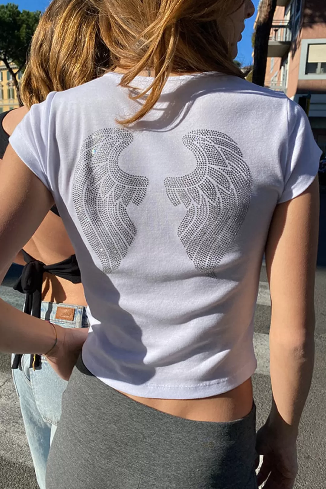 Subdued Graphics | T-shirt Angel wings con strass Multicolor