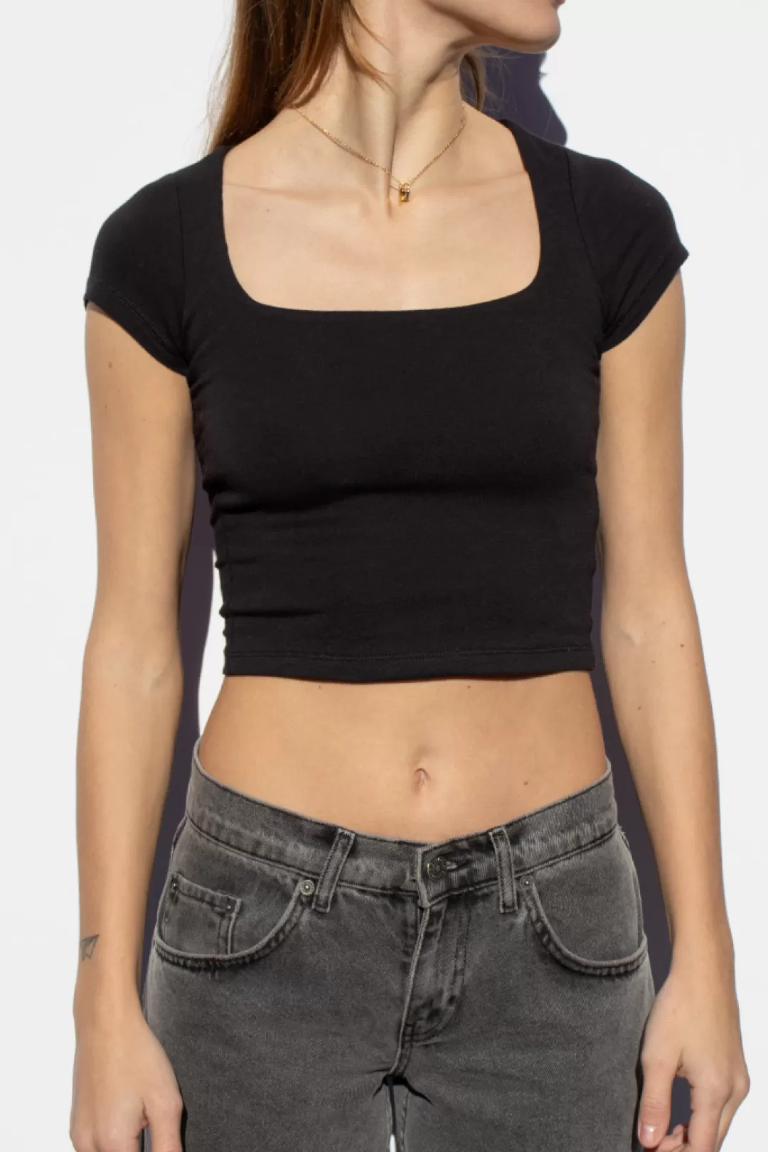 Subdued T-shirt | T-shirt crop scollo quadrato Multicolor